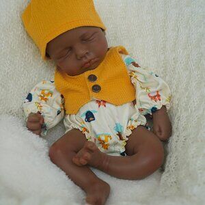 12 inch Realistic 2.3lb Full Body Silicone Sleeping Tan Baby Girl Reborn Baby